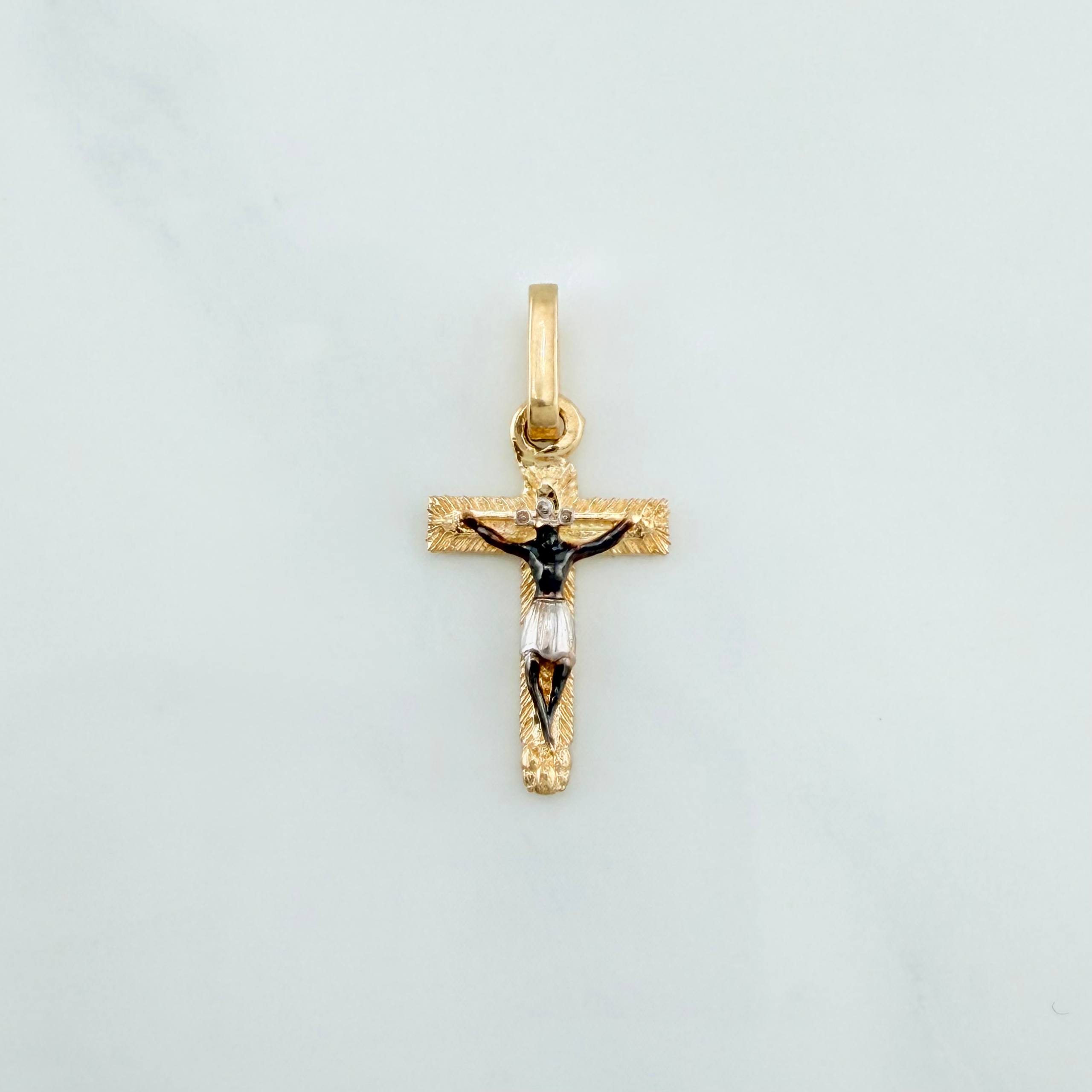 Dije Cruz Cristo 0.9 g / 2.2 cm Tres Oros 18K