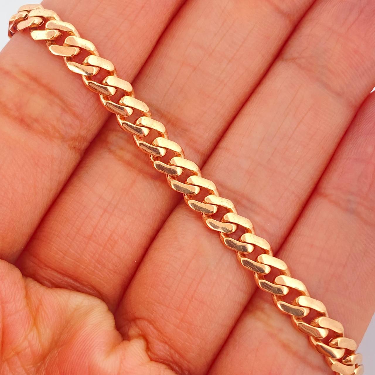 Pulso Cubana Monaco 6.3gr / 18.5cm / 4.8mm  Dos Oros Rosa Blanco +4 18K $
