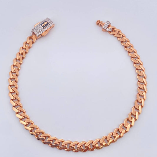 Pulso Cubana Monaco 6.2gr / 18.6cm / 4.8mm  Dos Oros Rosa Blanco +4 18K $