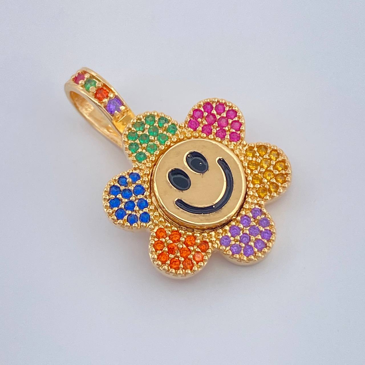 Dije Flor Cara Feliz 4.4gr / 2.6cm / Oro Amarillo 18K %