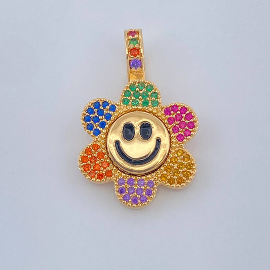 Dije Flor Cara Feliz 4.4gr / 2.6cm / Oro Amarillo 18K %