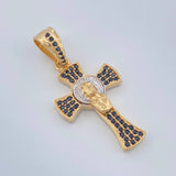 Dije Cruz Rostro Cristo 3.4gr / 3.3cm / Dos Oros Amarillo Blanco 18K %
