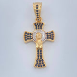 Dije Cruz Rostro Cristo 3.4gr / 3.3cm / Dos Oros Amarillo Blanco 18K %