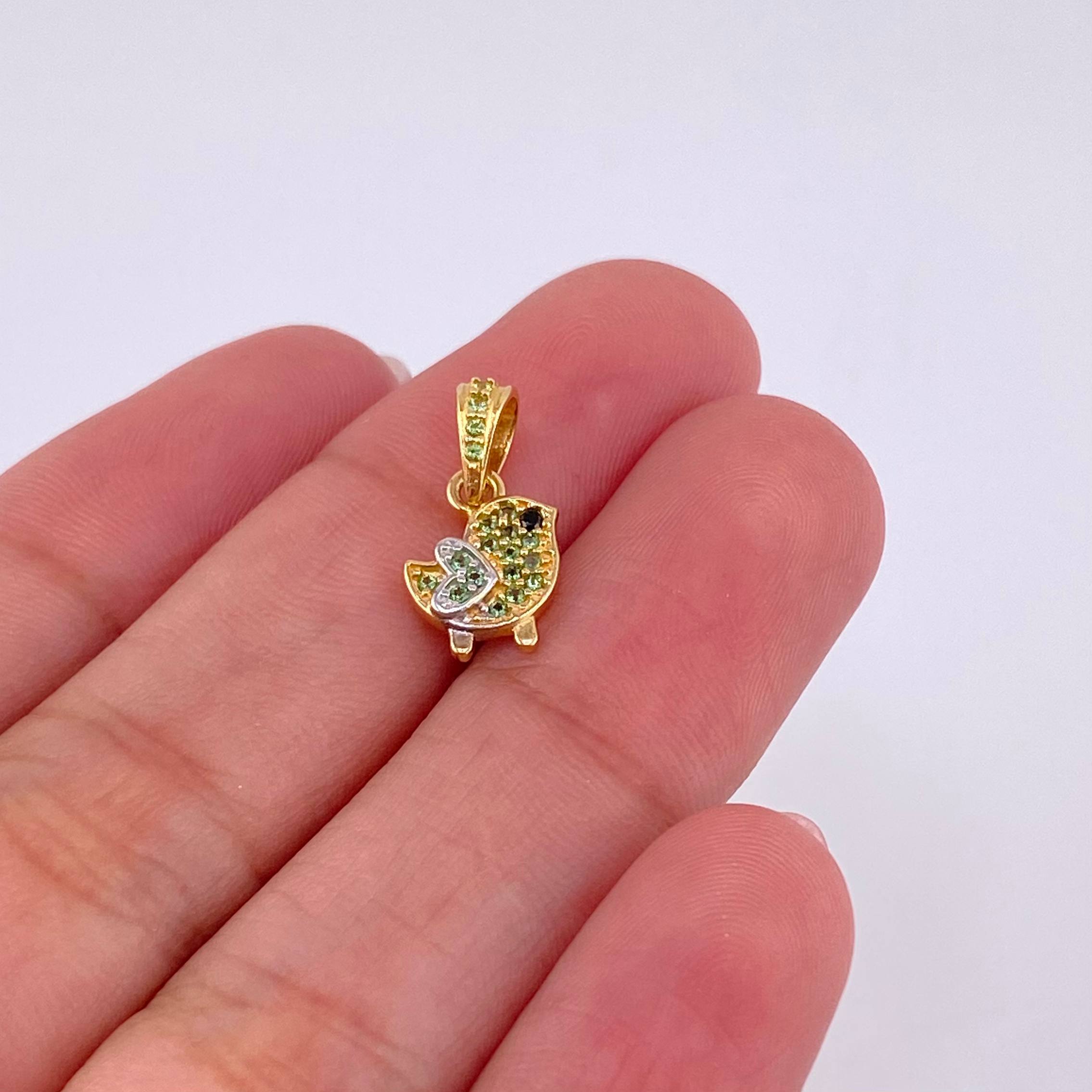 Dije Pajarito 0.95gr / 1.5cm / Dos Oros Amarillo Blanco 18K