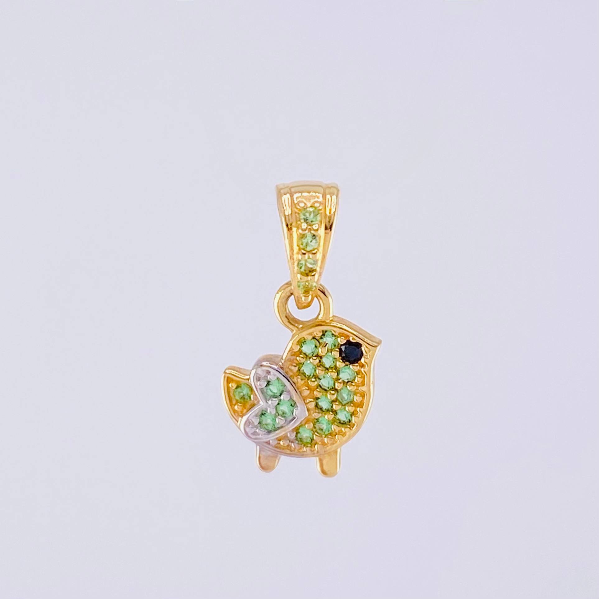 Dije Pajarito 0.95gr / 1.5cm / Dos Oros Amarillo Blanco 18K