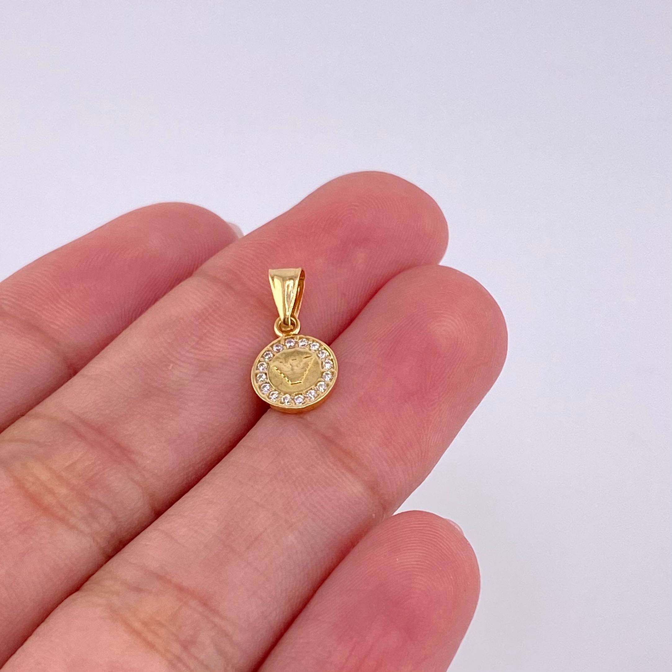 Dije Aguila Rayada 0.6gr / 1.4cm / Circones Blancos Oro Amarillo
