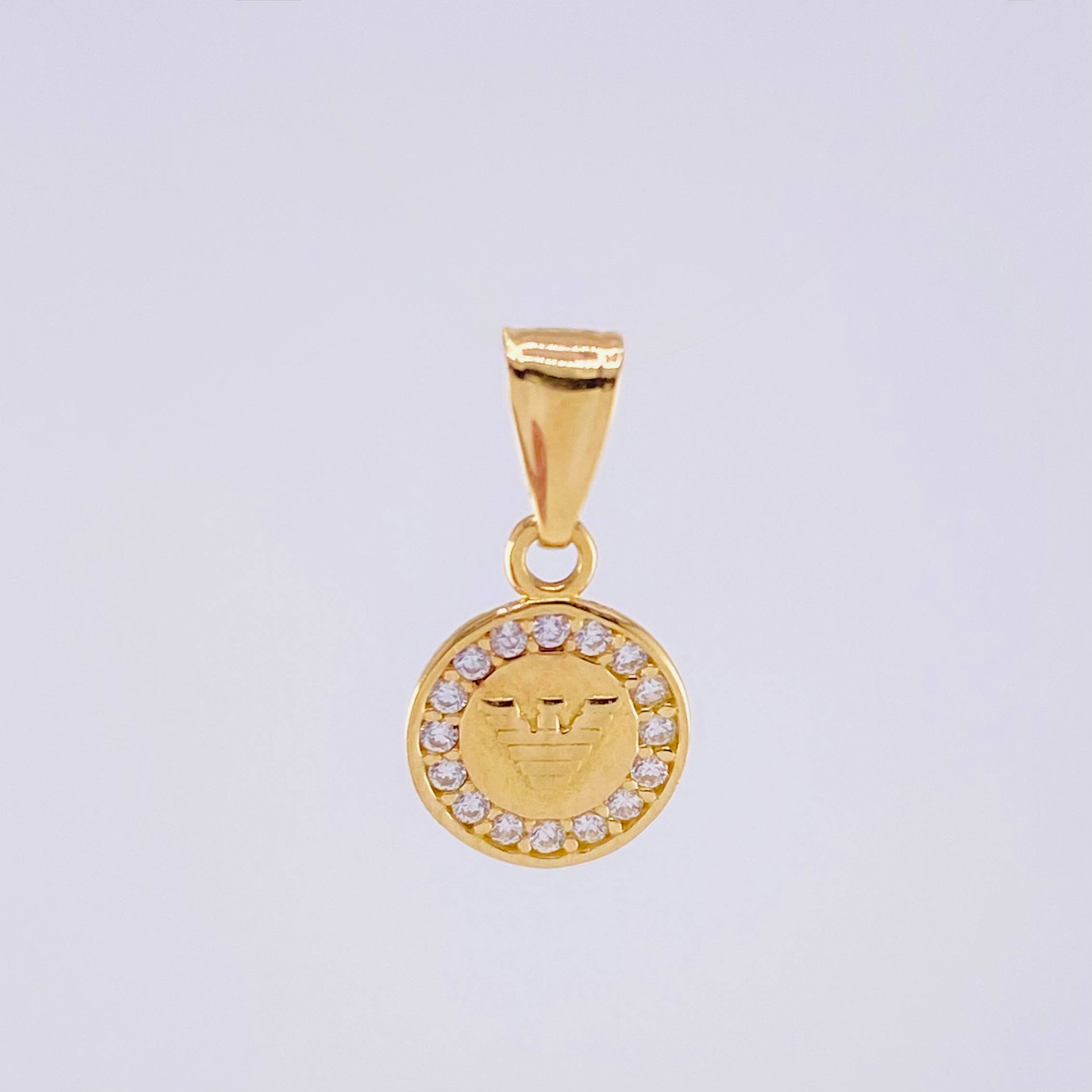 Dije Aguila Rayada 0.6gr / 1.4cm / Circones Blancos Oro Amarillo