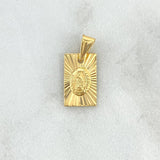 Dije Placa Rectangular Virgen Guadalupe 0.75gr / 1.8cm-0.8cm / Diamantada Oro Amarillo *