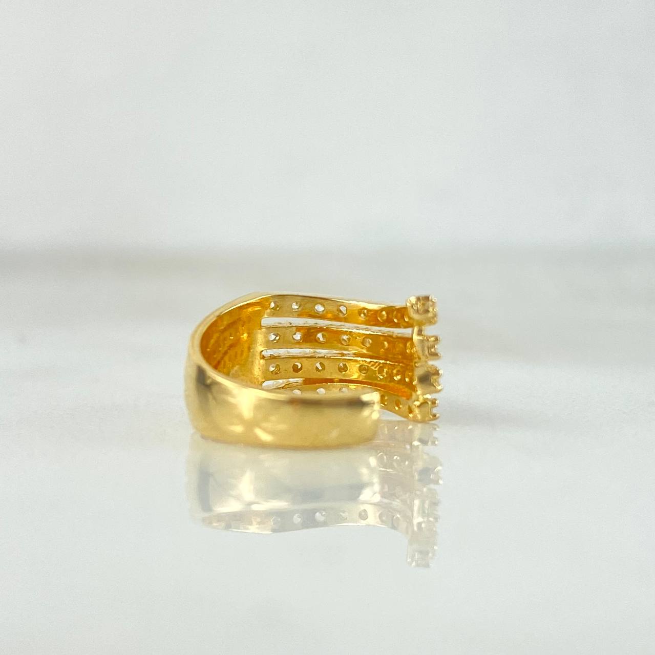 Piercing Earcuff Simulador 1.9gr / 1cm / Cuatro Lineas Circones Blancos Oro Amarillo (Joya) *