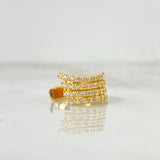 Piercing Earcuff Simulador 1.9gr / 1cm / Cuatro Lineas Circones Blancos Oro Amarillo (Joya) *