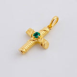 Dije Cruz Tronco Esmeralda 7pts 1.3g / 2.3cm Oro Amarillo 18K