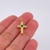 Dije Cruz Tronco Esmeralda 7pts 1.3g / 2.3cm Oro Amarillo 18K