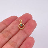 Dije Circulo Chispa Esmeralda 6pts 0.45g / 1.5cm Oro Amarillo 18K