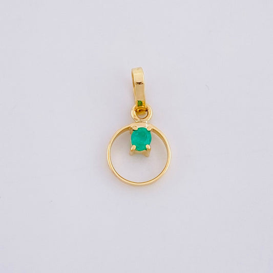 Dije Circulo Chispa Esmeralda 5pts 0.25g / 1.3cm Oro Amarillo 18K