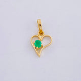 Dije Silueta Corazón Curvo Esmeralda 6pts 0.35g / 1.4cm Oro Amarillo 18K