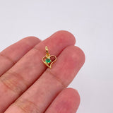 Dije Silueta Corazón Curvo Esmeralda 6pts 0.35g / 1.4cm Oro Amarillo 18K
