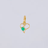 Dije Silueta Corazón Curvo Esmeralda 6pts 0.35g / 1.4cm Oro Amarillo 18K
