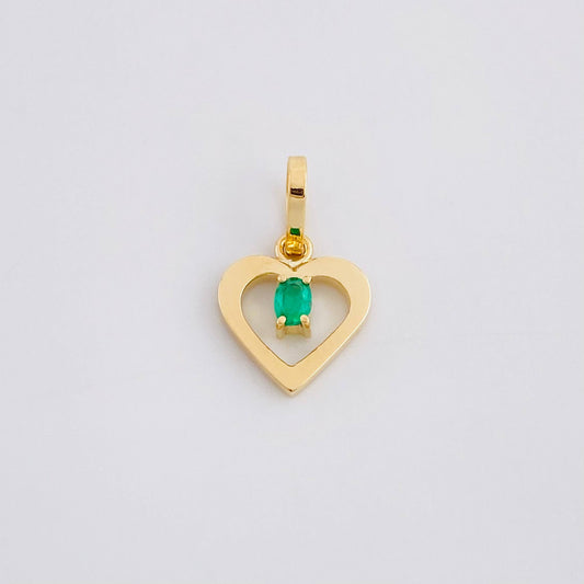 Dije Corazón Chispa Esmeralda 4pts 0.45g / 1.5cm Oro Amarillo 18K