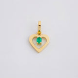 Dije Corazón Chispa Esmeralda 4pts 0.45g / 1.5cm Oro Amarillo 18K