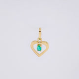 Dije Corazón Chispa Esmeralda 4pts 0.45g / 1.5cm Oro Amarillo 18K