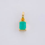 Dije Rectangular Esmeralda 33pts 0.35g / 1.2cm Oro Amarillo 18K