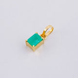 Dije Rectangular Esmeralda 33pts 0.35g / 1.2cm Oro Amarillo 18K