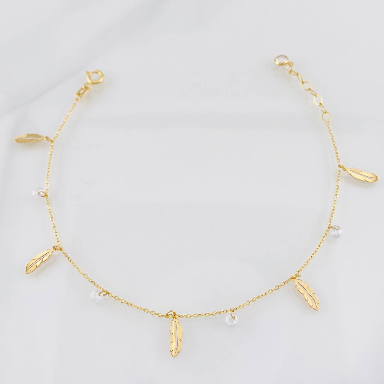 Pulso Aro Seguido Plumas 1.35g / 19.5cm / 0.8mm Oro Amarillo 18K