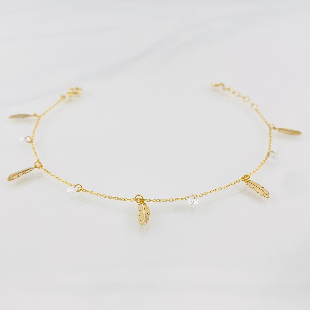 Pulso Modulable Aro Seguido Plumas 1.35g / 17cm - 19.5cm / 0.56mm Oro Amarillo 18K