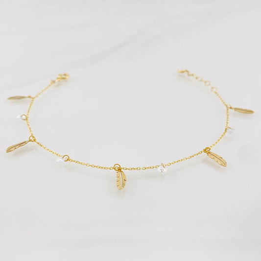 Pulso Modulable Aro Seguido Plumas 1.35g / 17cm - 19.5cm / 0.56mm Oro Amarillo 18K