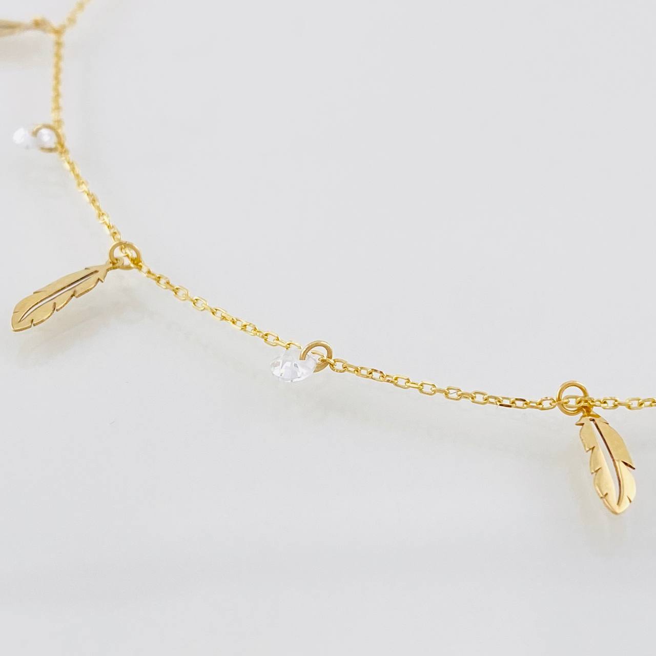 Pulso Aro Seguido Plumas 1.35g / 19.5cm / 0.8mm Oro Amarillo 18K