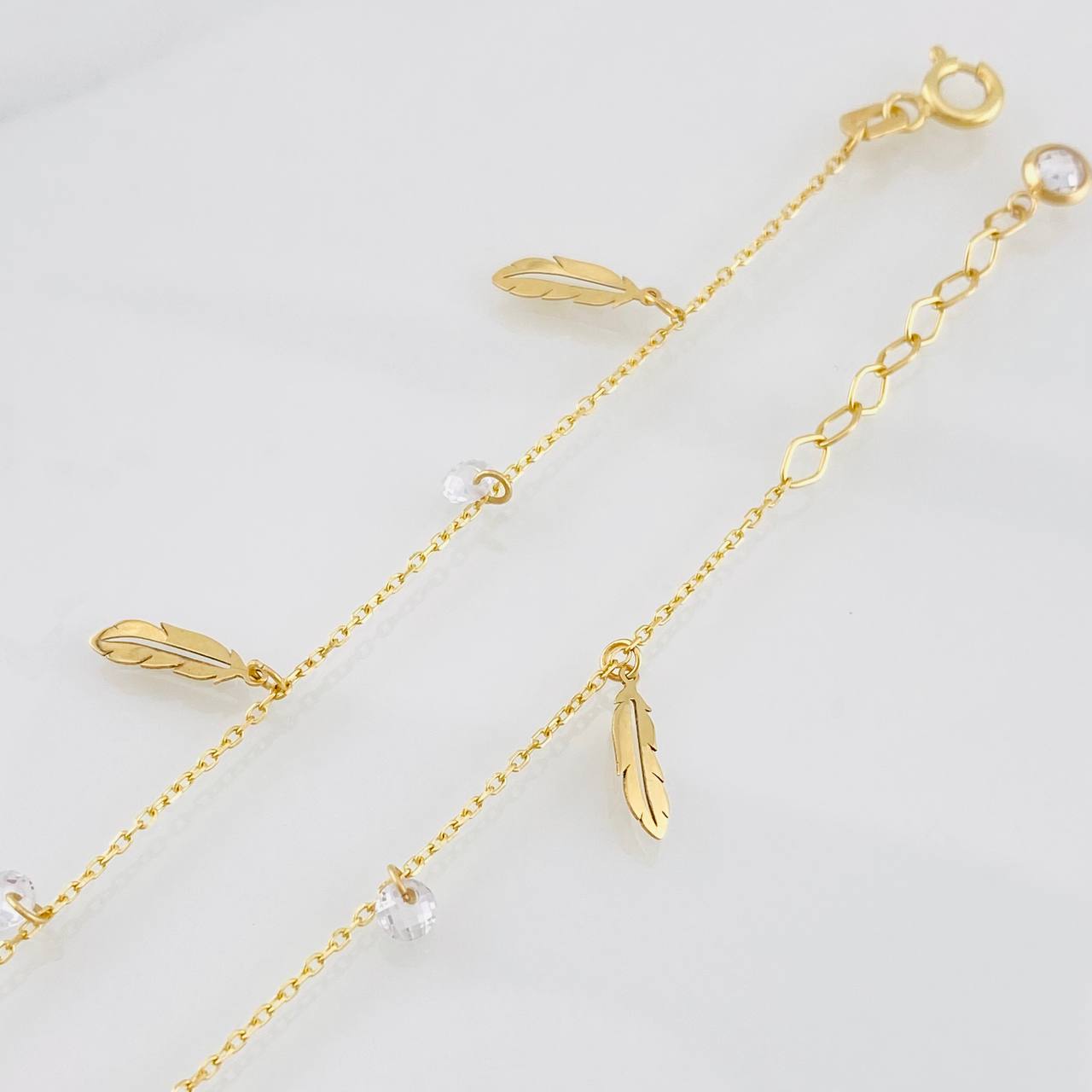 Pulso Aro Seguido Plumas 1.35g / 19.5cm / 0.8mm Oro Amarillo 18K