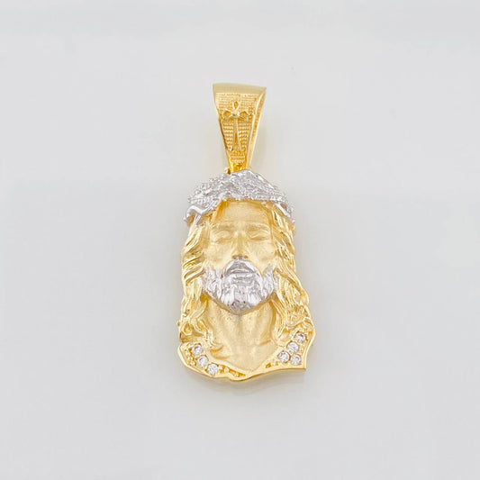 Dije Rostro Cristo 3.35g / 3cm Dos Oros Amarillo Blanco 18K