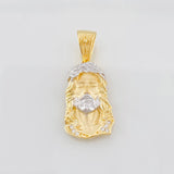 Dije Rostro Cristo 3.35g / 3cm Dos Oros Amarillo Blanco 18K