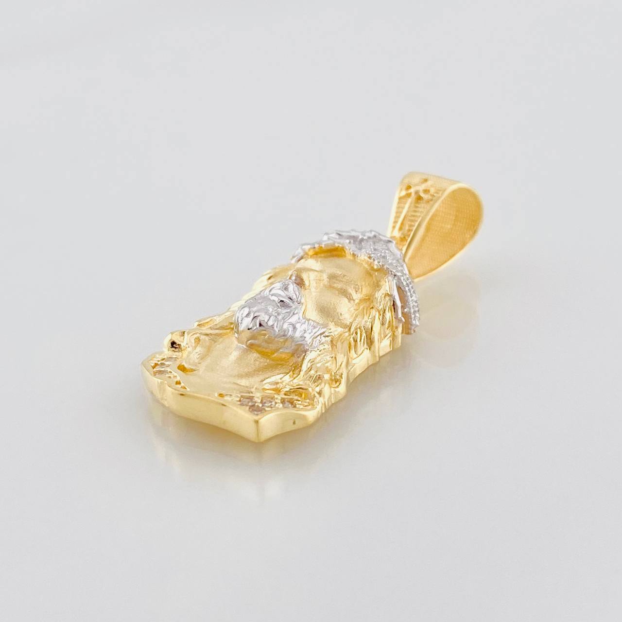 Dije Rostro Cristo 3.35g / 3cm Dos Oros Amarillo Blanco 18K