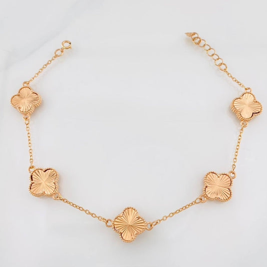 Pulso Modulable Aro Seguido Trebol 6.9g / 1mm Oro Rosa 18K