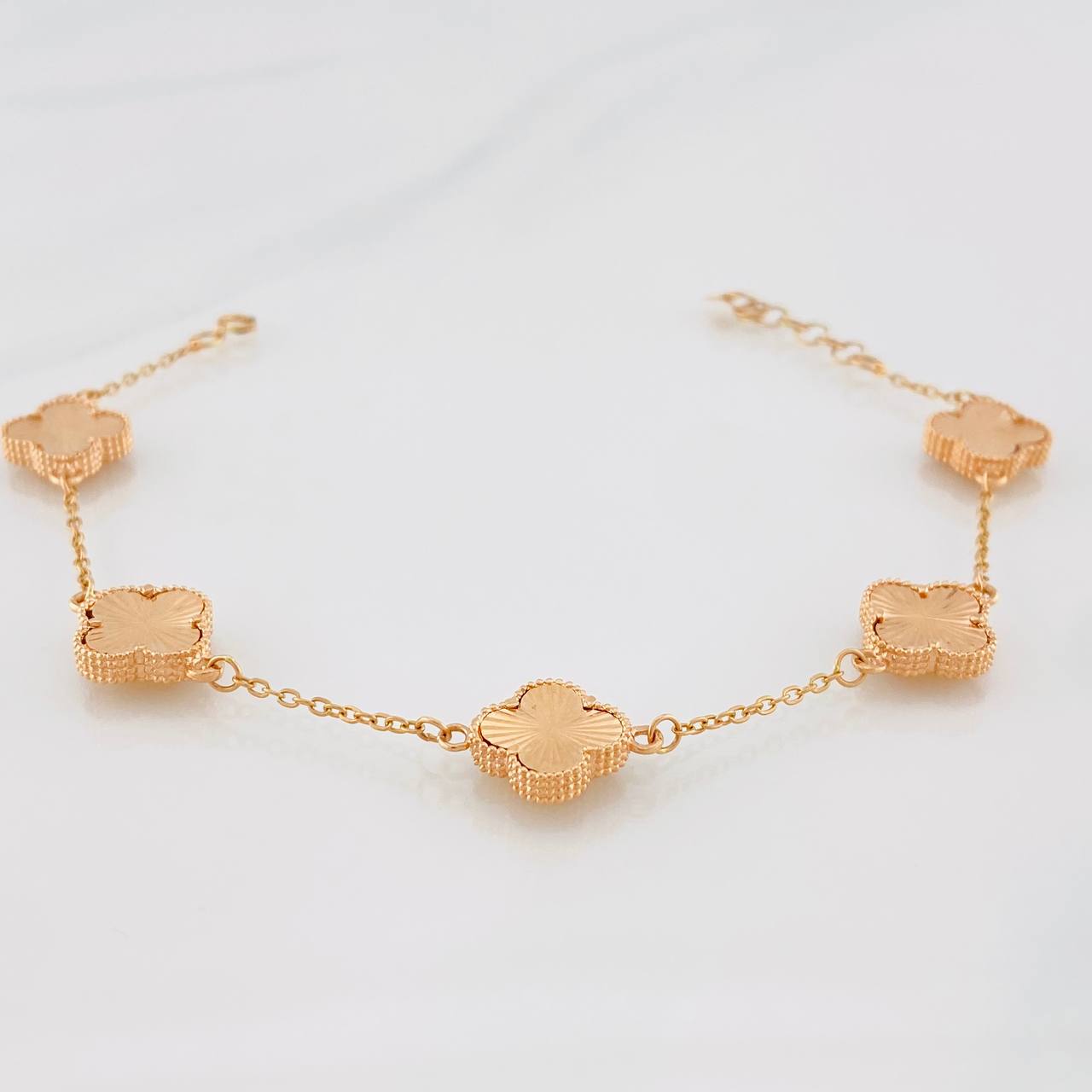 Pulso Modulable Aro Seguido Trebol 6.9g / 1mm Oro Rosa 18K