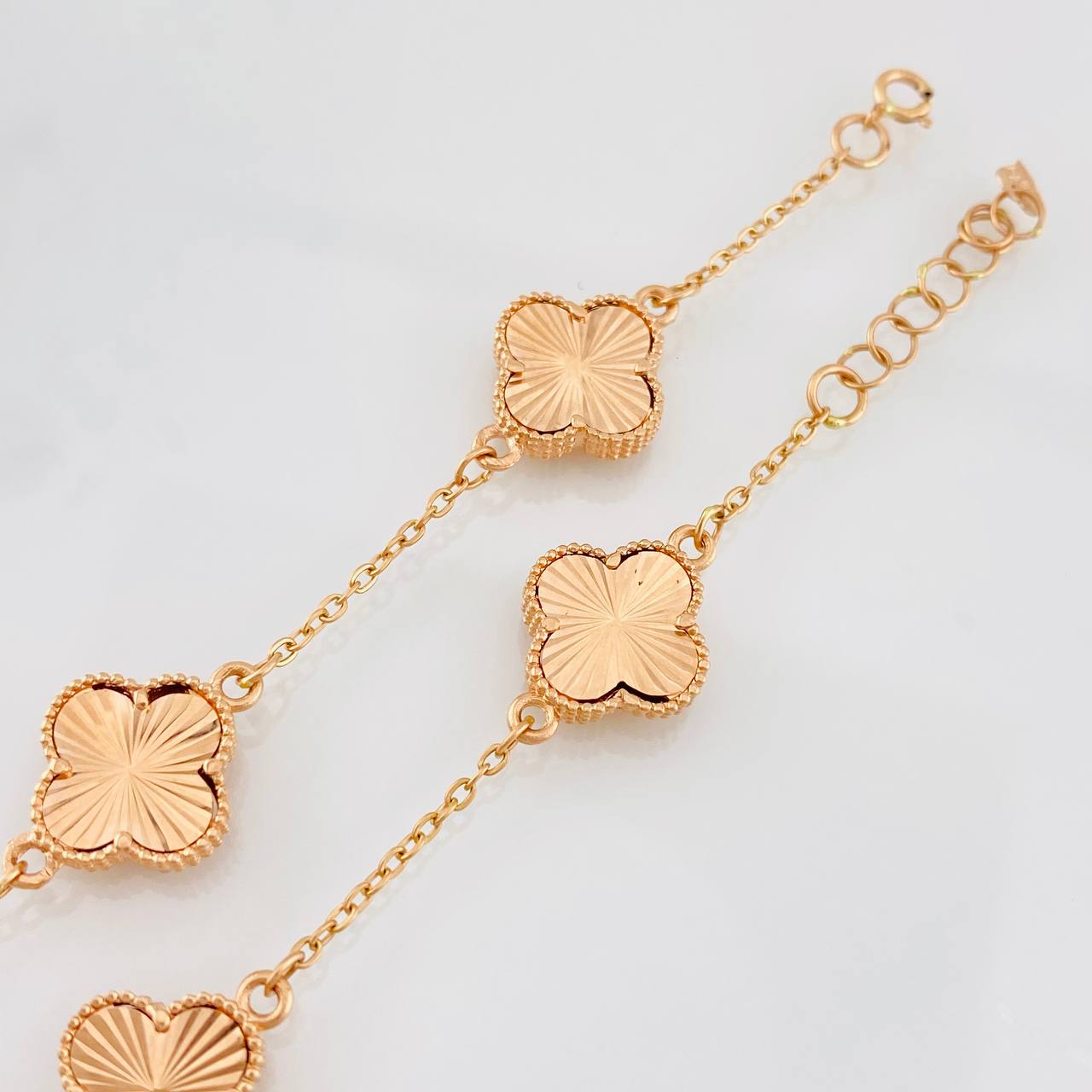 Pulso Modulable Aro Seguido Trebol 6.9g / 1mm Oro Rosa 18K