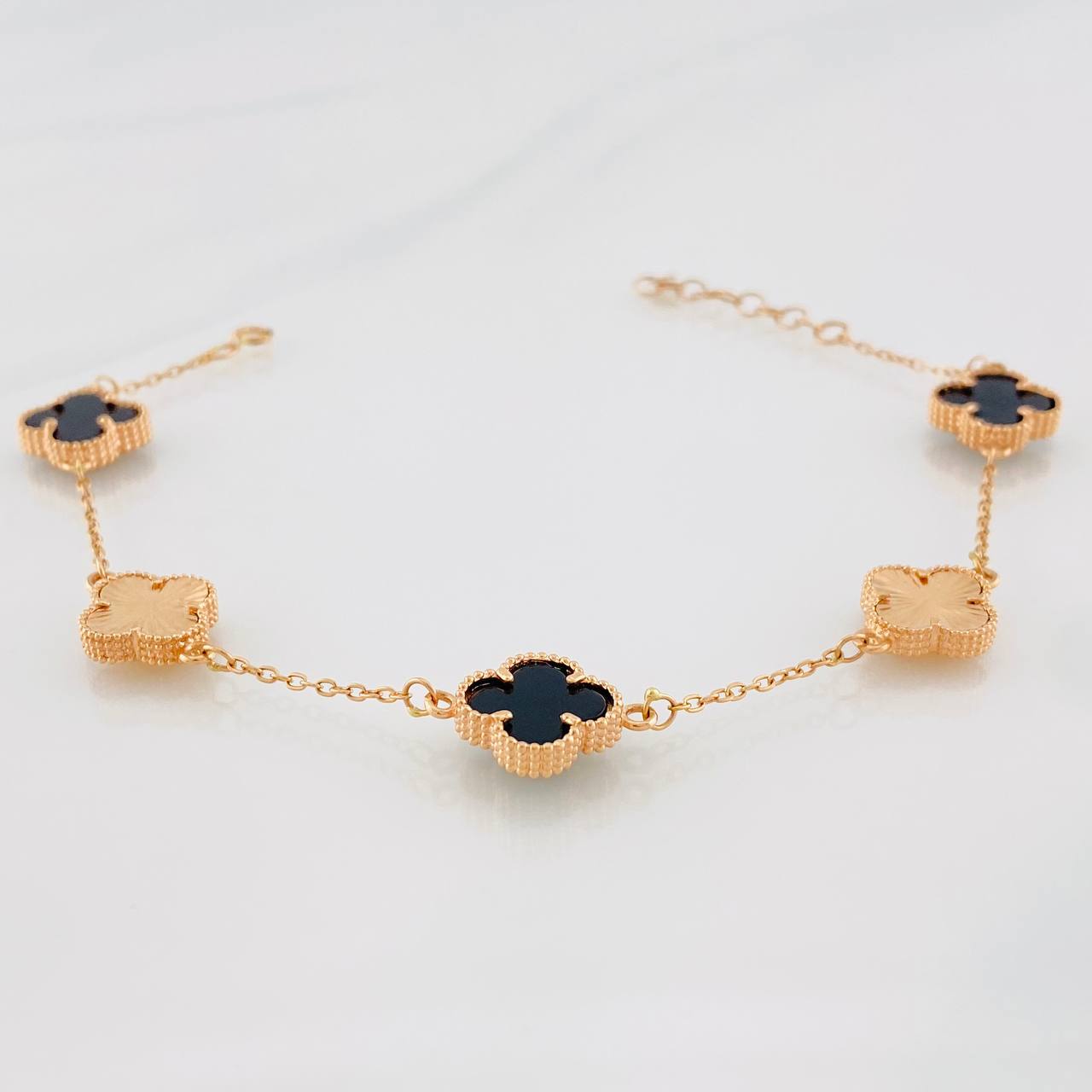 Pulso Trebol 7g / 21.5cm / 1.15mm Oro Rosa 18K