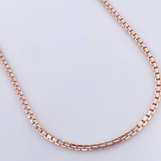 Cadena Veneciana 32gr / 70.2cm / 2.6mm Dos Oros Blanco Rosa +3 18K $