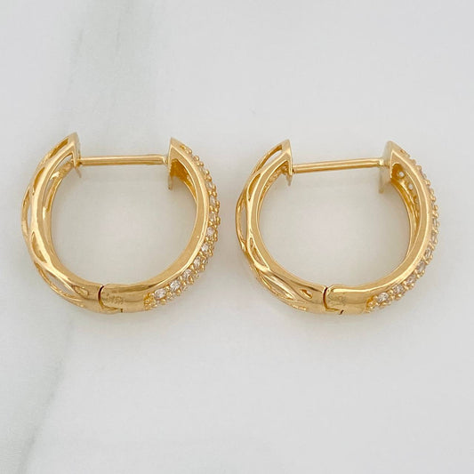 Candongas Triple Carril 3.95gr / 1.5cm / Oro Amarillo 18K %