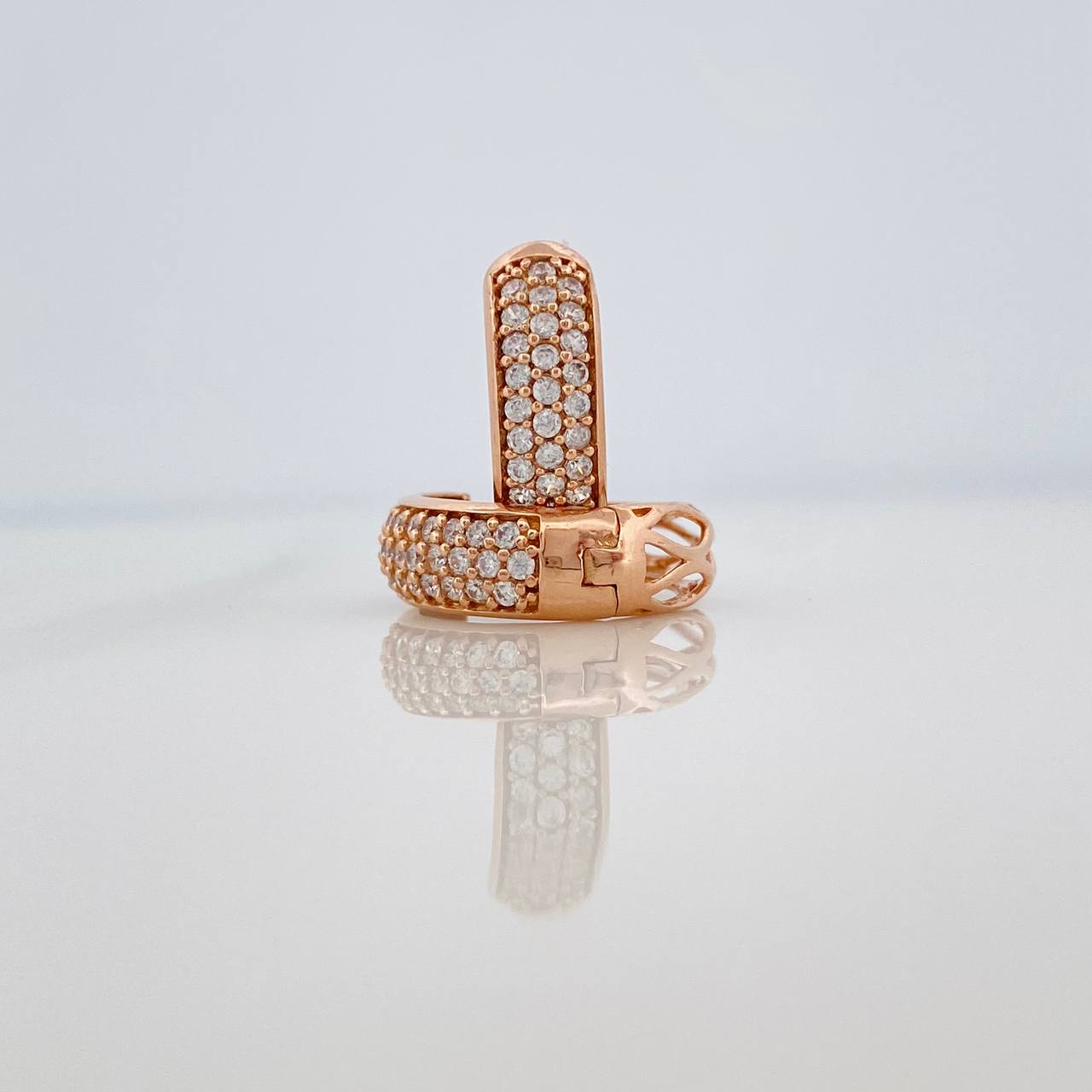 Candongas Triple Carril 3.85gr / 1.5cm / Oro Rosa 18K %