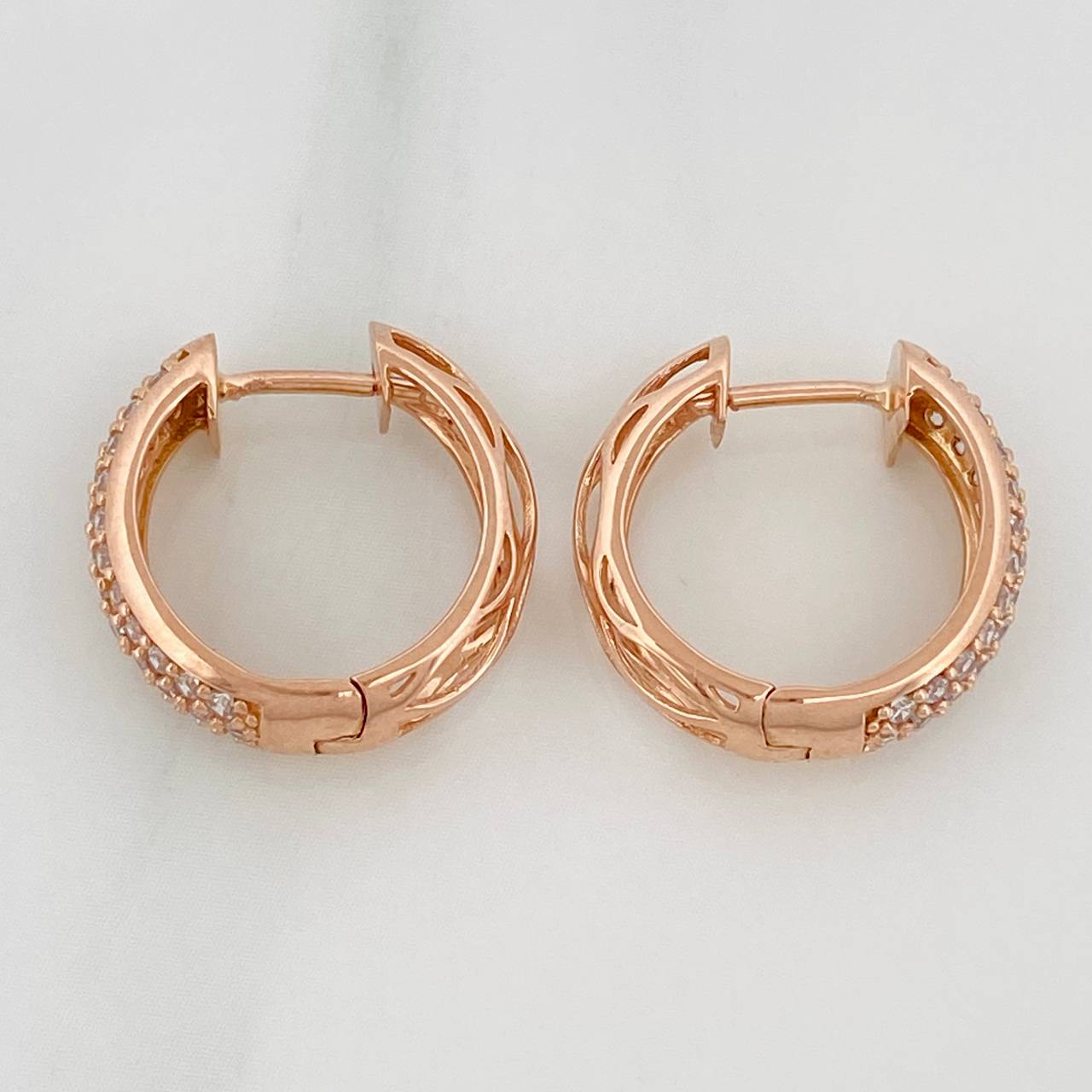 Candongas Triple Carril Mini 1.95gr / 1cm / Oro Rosa 18K %