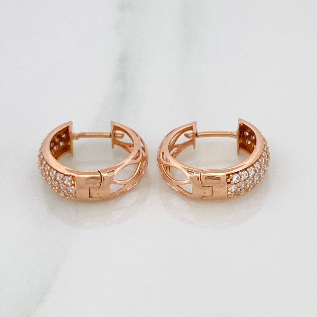 Candongas Triple Carril Mini 1.95gr / 1cm / Oro Rosa 18K %