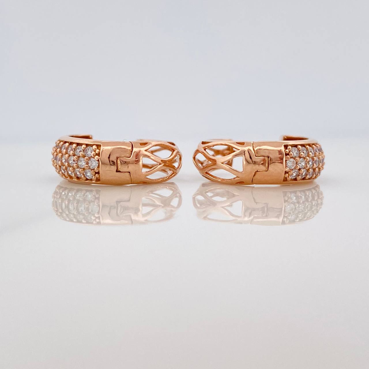 Candongas Triple Carril Mini 1.95gr / 1cm / Oro Rosa 18K %