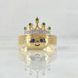 Anillo Corona Rey Emogi 7.05gr / T11 / Circones Blancos Verdes Azules Dos Oros Amarillo Blanco 18K ©