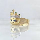 Anillo Corona Rey Emogi 7.05gr / T11 / Circones Blancos Verdes Azules Dos Oros Amarillo Blanco 18K ©