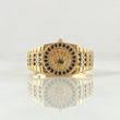 Anillo Circulo Corona RX 5.65gr / T11 / Circones Blancos Negros Oro Amarillo 18K ©