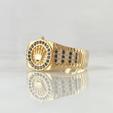 Anillo Circulo Corona RX 5.65gr / T11 / Circones Blancos Negros Oro Amarillo 18K ©