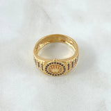 Anillo Circulo Corona RX 5.65gr / T11 / Circones Blancos Negros Oro Amarillo 18K ©