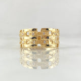 Anillo Doble Eslabon Rectangular 4gr / T8 1/4 / Circones Blancos Oro Amarillo 18K ©